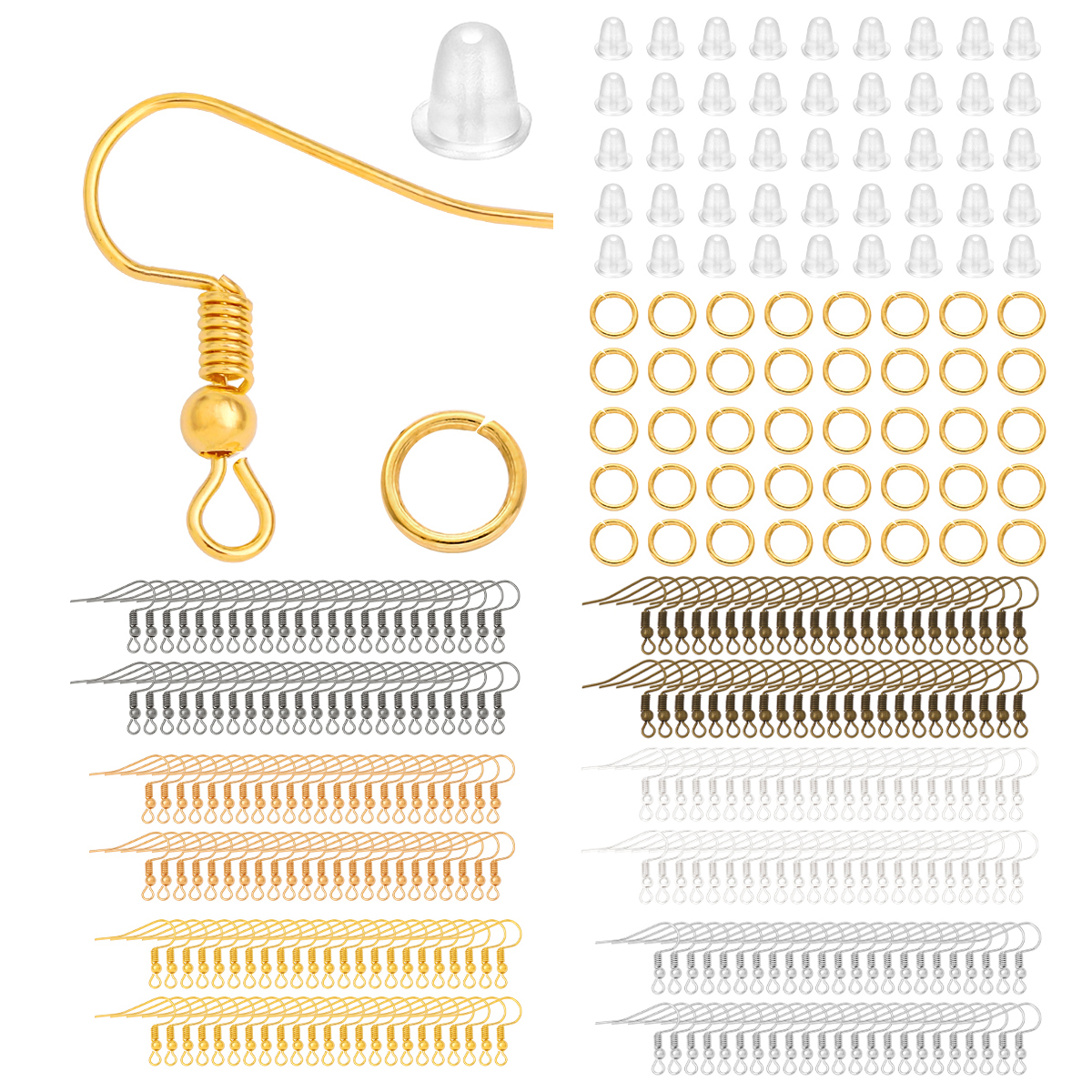 Fishing Hook Assortment - 100-300pcs/Lot Hypoallergenic Earring Hook Kit Mix-color