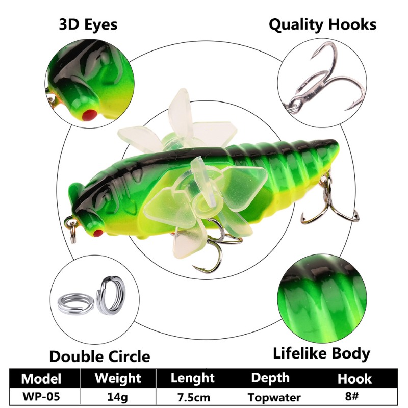 1pc Topwater Spinning Tractor  - Fishing Hook Treble recensie en prijs