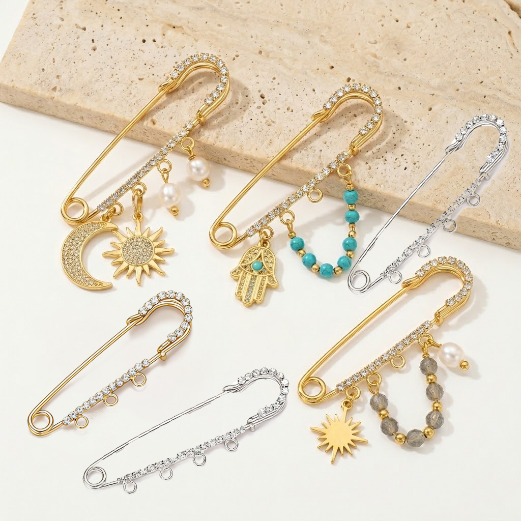 5pcs Rhinestone Charms Safety  - Fishing Hook Size recensie en prijs
