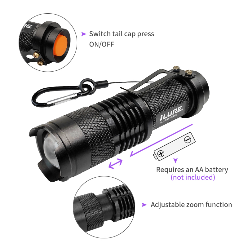 Mini UV Flashlight 395nm Ultra - Fishing Hook Jig recensie en prijs