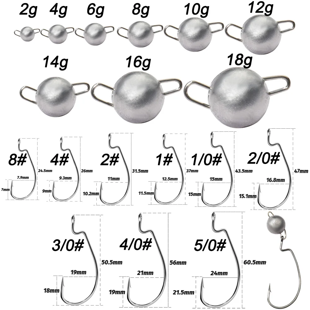 5Pcs Metal Jig Head Worm Hooks - Fishing Hook Offset recensie en prijs