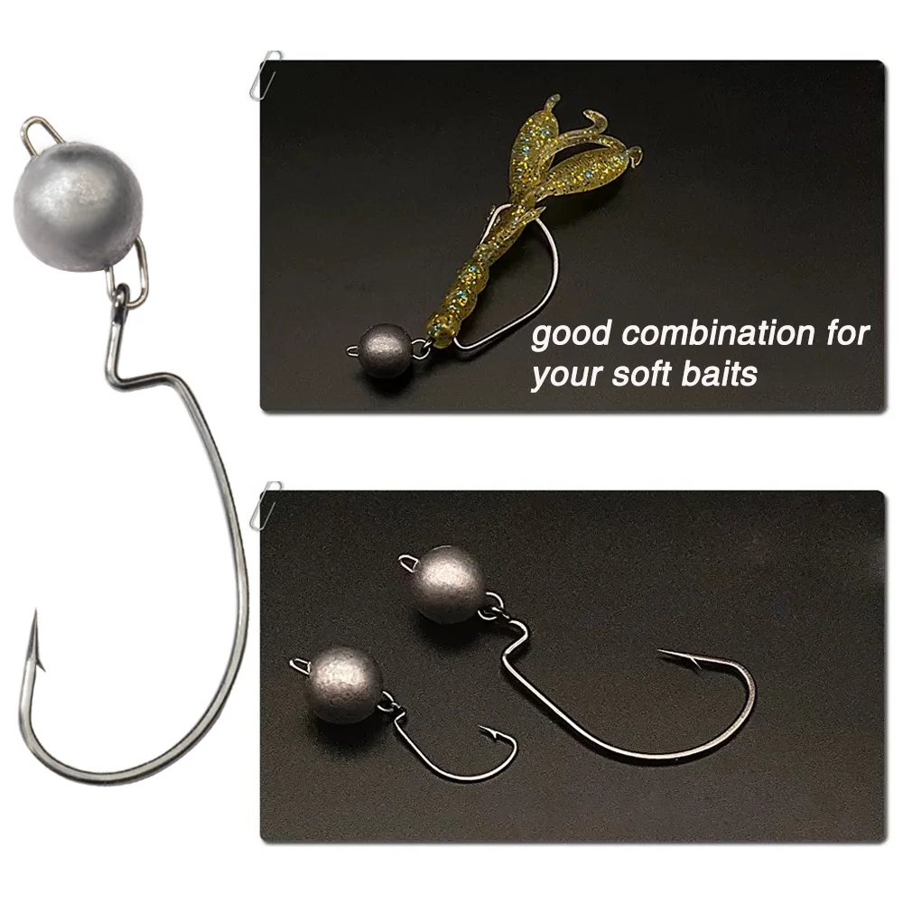 5Pcs Metal Jig Head Worm Hooks - Fishing Hook Offset recensie en prijs