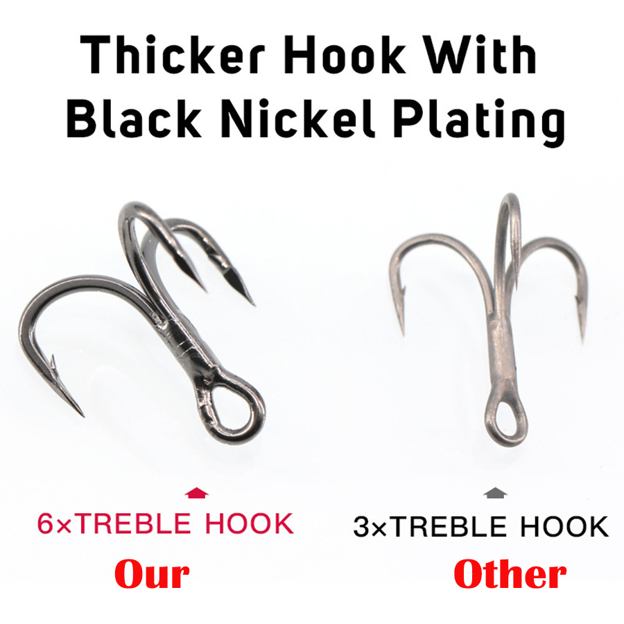 6X Fishing Treble Hooks Black  - Fishing Hook Offset recensie en prijs