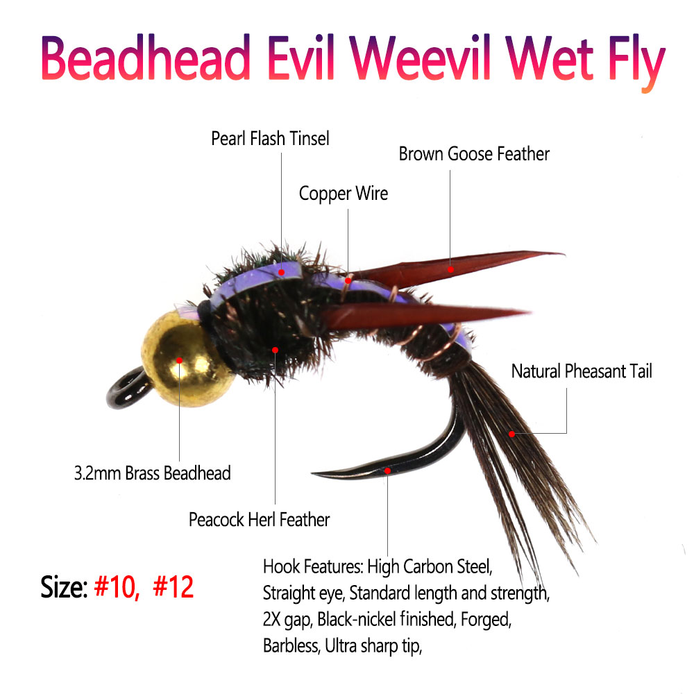 Bimoo 8pcs Brass Beadhead Evil - Fishing Hook Barbless recensie en prijs