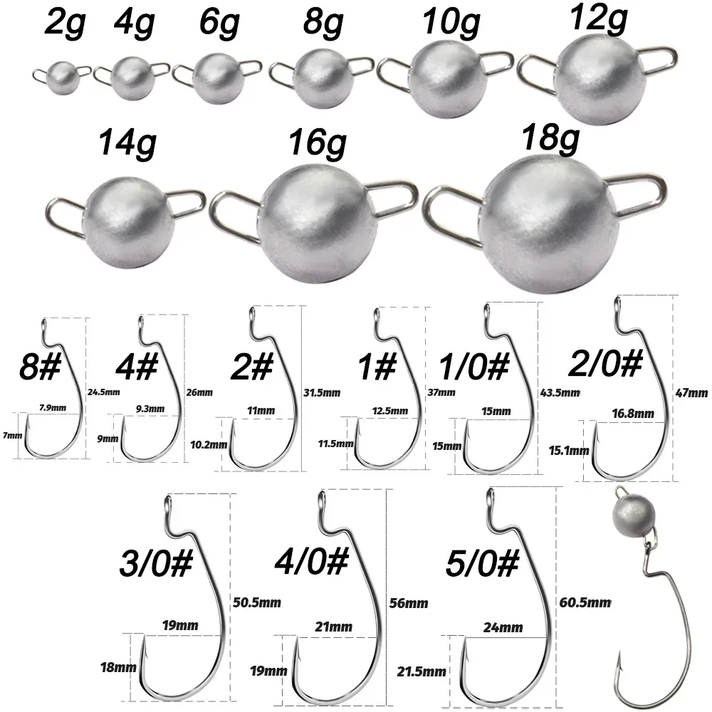 5pcs Metal Jig Head Worm Hooks - Fishing Hook Offset recensie en prijs