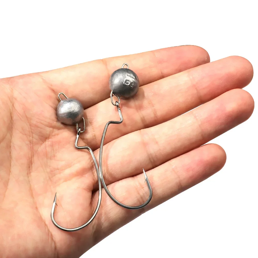5pcs Metal Jig Head Worm Hooks - Fishing Hook Offset recensie en prijs